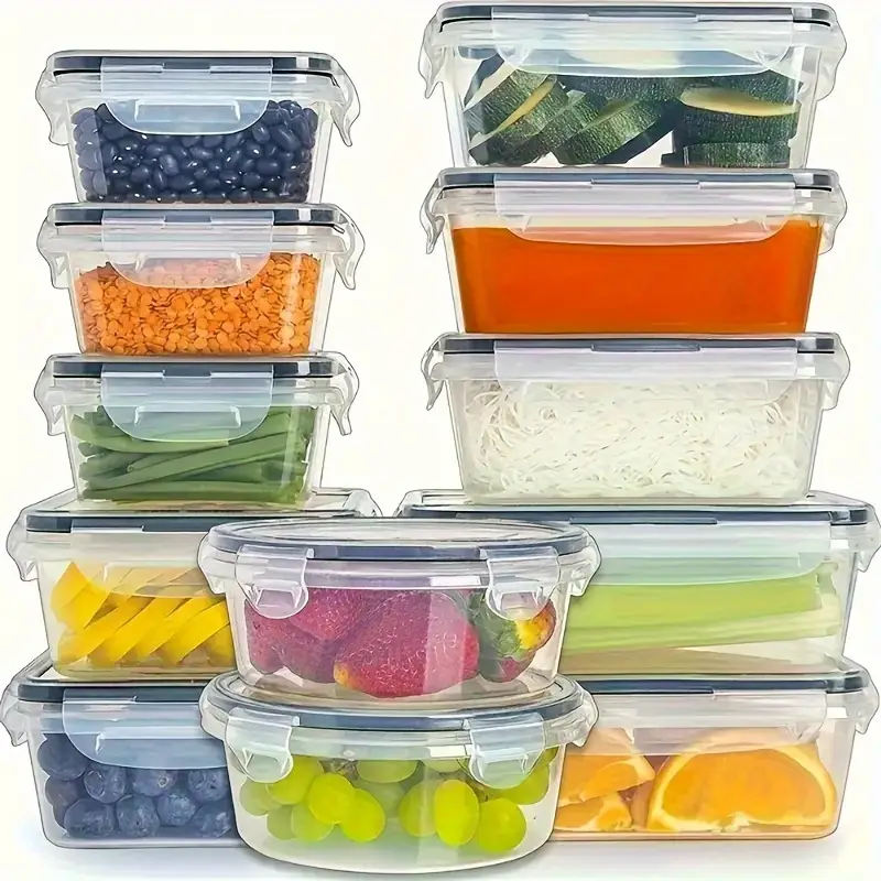 8pcs Multi-Size Clear Food Storage Containers with Airtight Lids - Microwave Safe, Reusable Polypropylene Kitchen Organizers for Fruits, Vegetables, Pasta & More