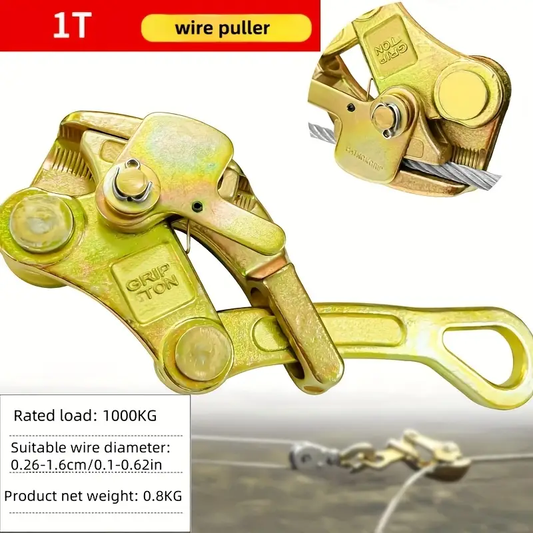 1pc Heavy-Duty Steel Cable Clamp with Adjustable Pulling Tool | 2204 lbs Capacity, 1ton Tension Capacity for Wire Ropes, Durable Industrial Use, Cable Tensioner, Wire Puller, Robust Construction, Painted Finish