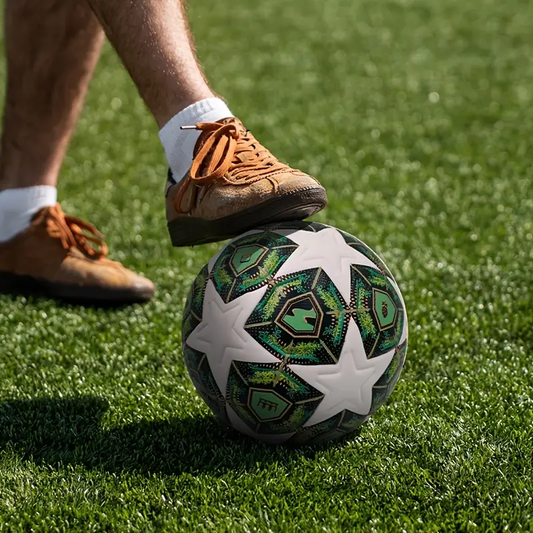 Durable No.5 Soccer Ball with Seamless Heat-Adhesive Technology - Elastic, Non-Slip, Waterproof & Abrasion-Resistant Green PU Material for Adult & Teen Training