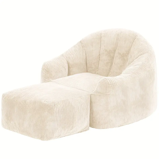 Bean Bag Chair For Adults, Large Bean Bag Sofa Chair With Ottoman, Comfy Reading Chair For Dorm Room, Living Room, Bedroom