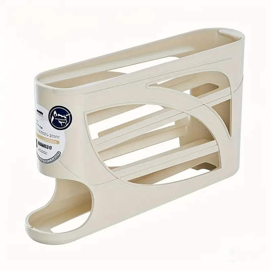 3-Layer Rolling Egg Refrigerator Storage Container - Holds 24 Eggs, Space-Saving Side Door Organizer, Durable Plastic Design