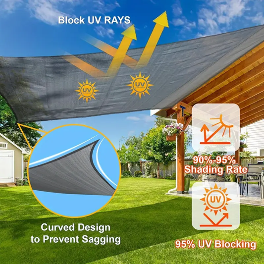 3'*20' Rectangle Dark Grey UV Block Canopy Sail Shade Cover