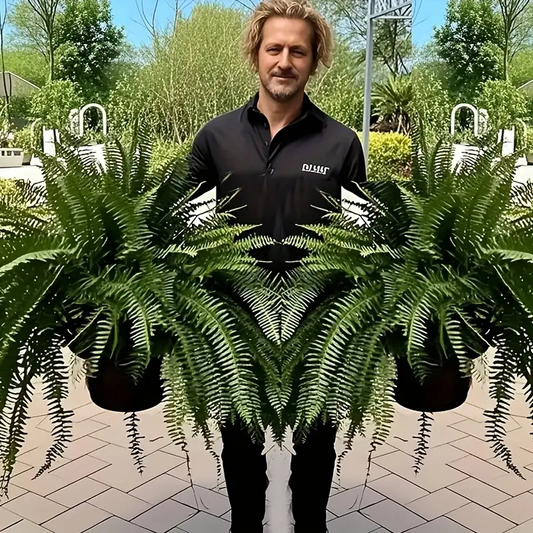 2pcs Large Boston Fern Artificial Green Plants, 34-inch Tall Faux Greenery for Outdoor Use, Suitable for Home Office, Garden Porch Barn Decorations, Wedding Anniversary Holidays