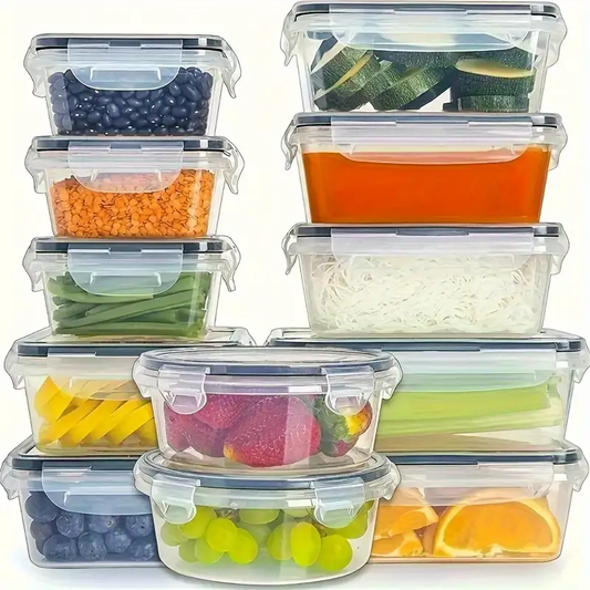 8pcs Multi-Size Clear Food Storage Containers with Airtight Lids - Microwave Safe, Reusable Polypropylene Kitchen Organizers for Fruits, Vegetables, Pasta & More
